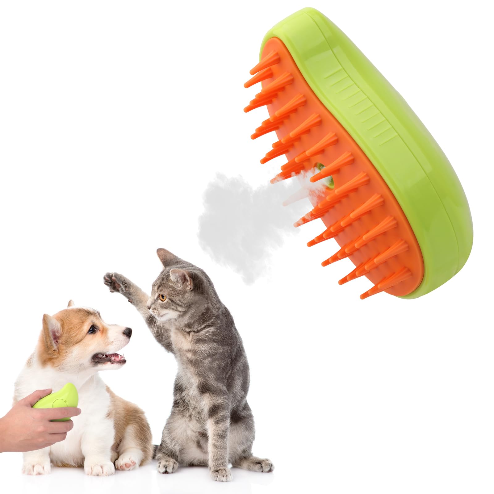 Cepillo Vaporizador  4-en-1 para Mascotas