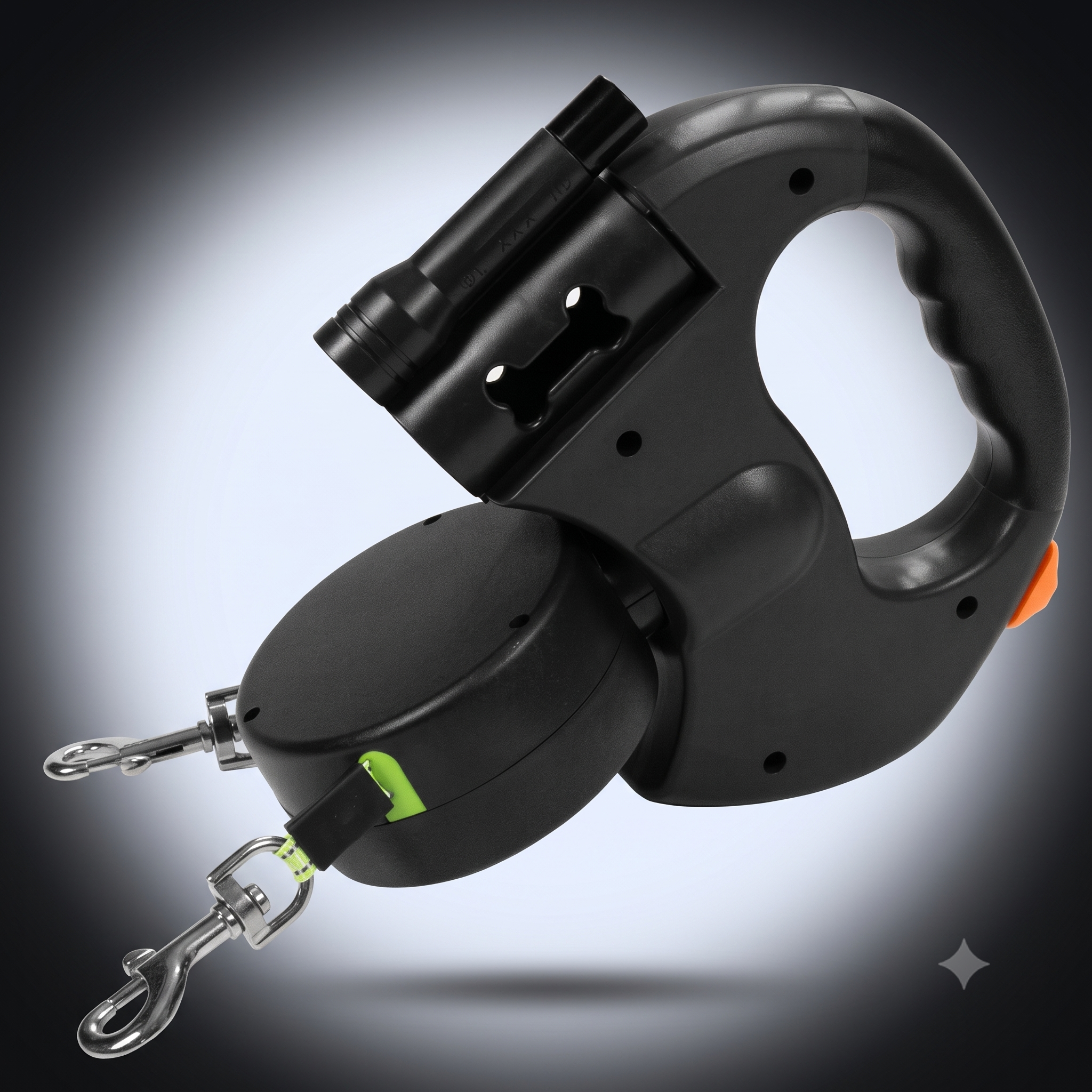 Correa Retráctil Doble para Perros con Linterna LED incorporada y Bloqueo Quick-Control