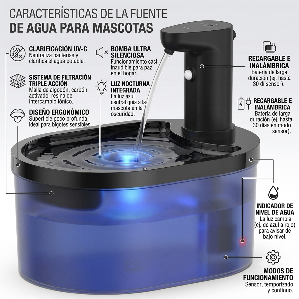 Dispensador Automático de Agua Filtrada para Mascotas