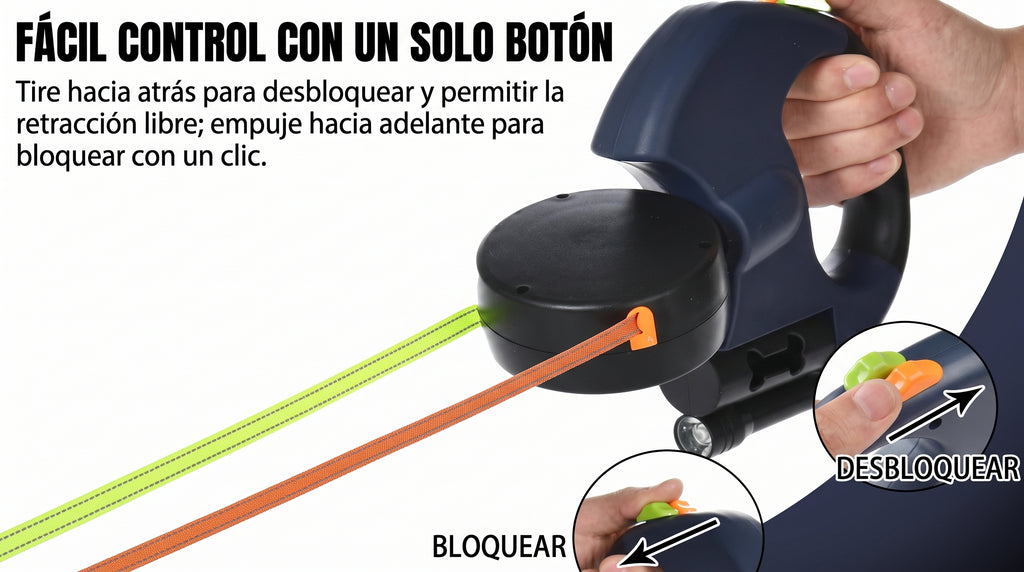 Correa Retráctil Doble para Perros